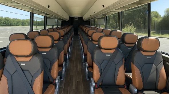 Interior of Charter Bus Company Arlington Heights's 54 Passenger Charter Bus in Arlington Heights