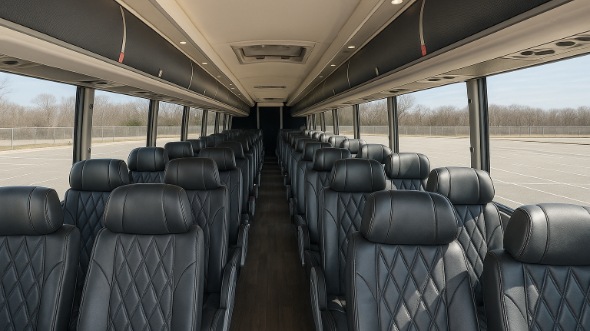 Interior of Charter Bus Company Skokie's 56 Passenger Charter Bus in Skokie