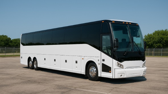 Exterior of Charter Bus Company Mount Prospect's 56 Passenger Charter Bus in Mount Prospect