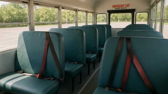 Interior of Charter Bus Company Glenview's School Bus in Glenview