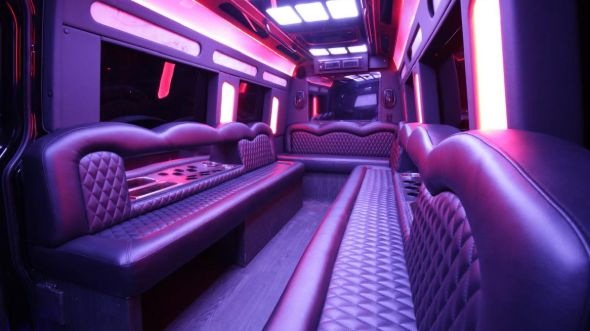 Interior of Charter Bus Company Elmhurst's Sprinter Limo in Elmhurst