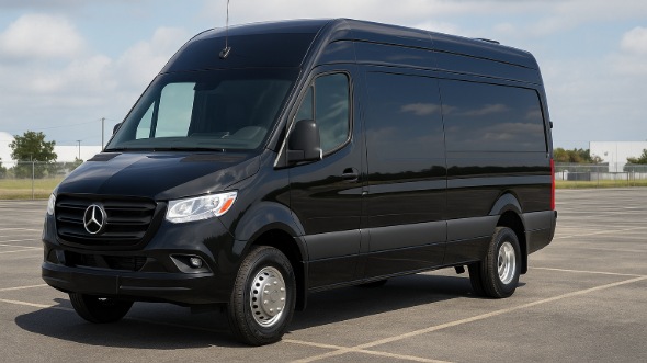 Exterior of Charter Bus Company Naperville's Sprinter Van Rental With Driver in Naperville